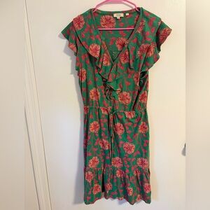Fat Face Green Dress with Pink and Yellow Floral Print